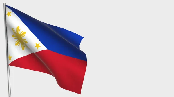 Philippines 3D waving flag illustration on flagpole. — Stock Photo, Image