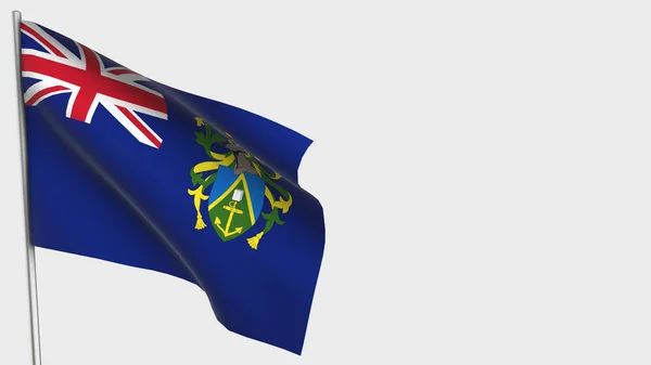 Pitcairn Adaları 3d bayrak direğinde dalgalanan illüstrasyon. — Stok fotoğraf