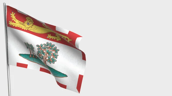 Príncipe Edward Island 3D acenando ilustração bandeira no mastro da bandeira . — Fotografia de Stock
