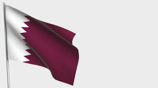 Ilustração bandeira acenando Qatar 3D no mastro . — Fotografia de Stock