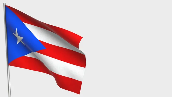 Puerto Rico 3d розмахуючи ілюстрацією прапора на флагштоку. — стокове фото