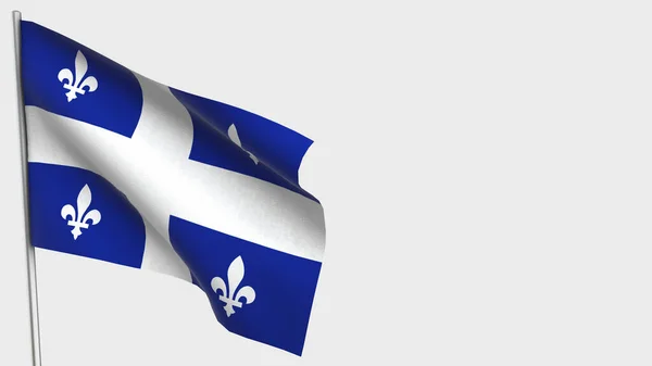 Quebec 3d viftande flagga illustration på flaggstång. — Stockfoto