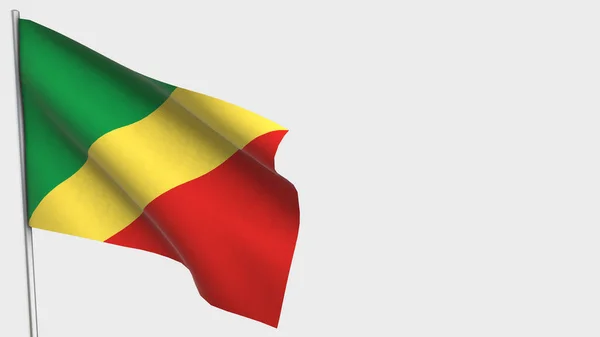Republic of Congo 3d lengő zászló illusztráció zászlórúdra. — Stock Fotó