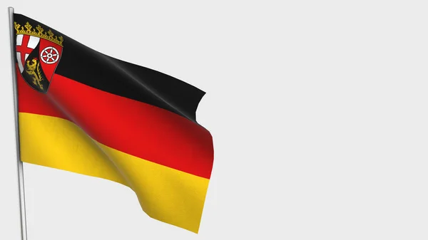Rhineland-Palatinate 3D acenando com a bandeira ilustração no mastro . — Fotografia de Stock