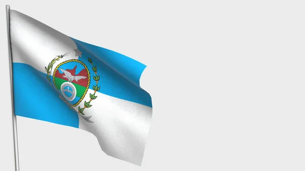 Rio De Janeiro 3d zwaaiende vlag illustratie op vlaggenmast. — Stockfoto