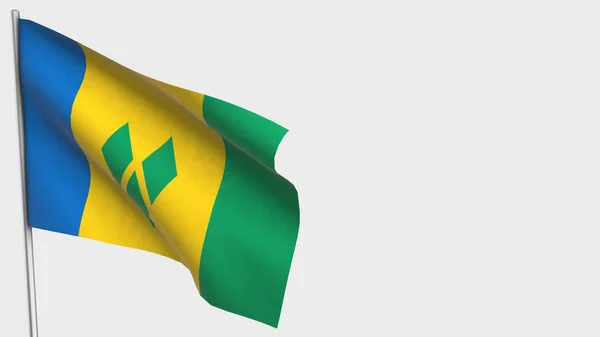 Illustration du drapeau de Saint Vincent et les Grenadines en 3D sur mât de drapeau . — Photo