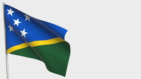 Salomon-szigetek 3d lengő zászló illusztráció zászlórúdra. — Stock Fotó