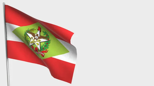 Santa Catarina Ilustración de bandera ondeante 3D en asta de la bandera . —  Fotos de Stock