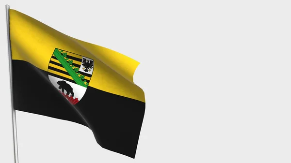 Saxony-Anhalt 3D acenando ilustração bandeira no mastro . — Fotografia de Stock