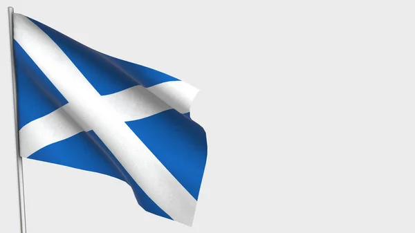Skottland 3D viftande flagga illustration på flaggstång. — Stockfoto