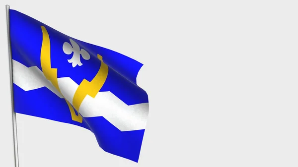 Shawinigan 3d zwaaiende vlag illustratie op vlaggenmast. — Stockfoto