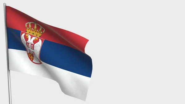 Serbia Ilustración de bandera ondeante 3D en asta de bandera . — Foto de Stock