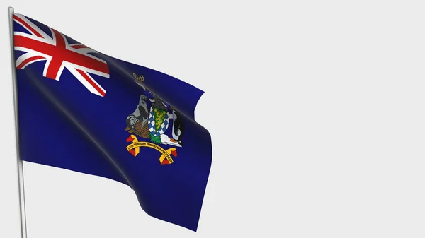 South Georgia And The South Sandwich Islands 3D waving flag illustration on flagpole. — Stock Photo, Image