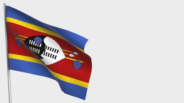 Swaziland 3d zwaaiende vlag illustratie op vlaggenmast. — Stockfoto