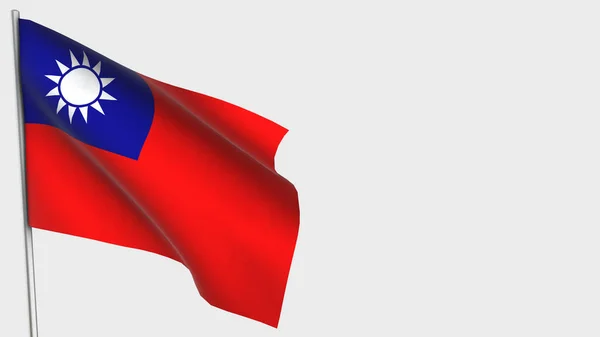 Tajwan 3d machając flagą ilustracji na maszcie flagowym. — Zdjęcie stockowe