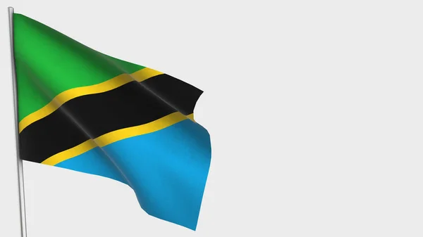 Tanzania 3D sventola bandiera illustrazione su pennone . — Foto Stock