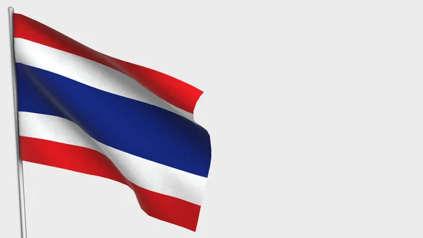 Thailand 3d zwaaien vlag illustratie op vlaggenmast. — Stockfoto