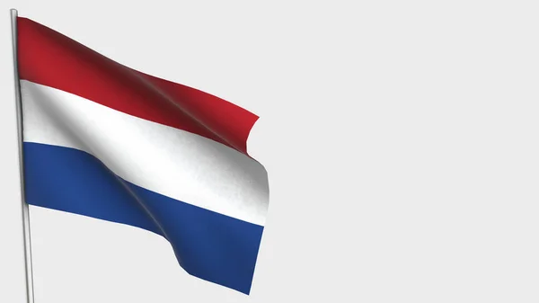 Ολλανδία 3d κυματίζει σημαία εικονογράφηση στο κοντάρι σημαία. — Φωτογραφία Αρχείου