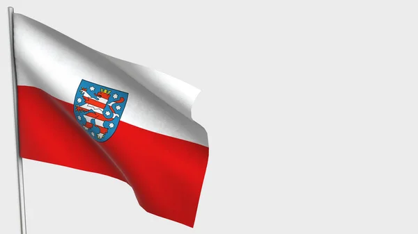 Thuringia 3D mávání vlajky ilustrace na stožáru. — Stock fotografie