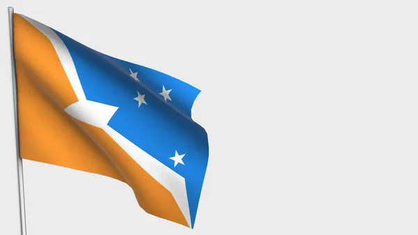 Illustration du drapeau d'agitation 3D Tierra Del Fuego sur mât de drapeau . — Photo