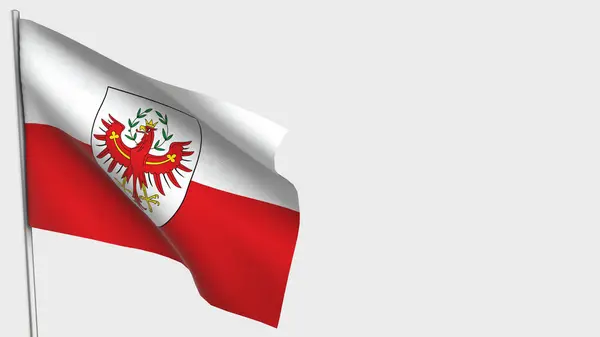 Tyrolský 3D mávání vlajky ilustrace na stožáru. — Stock fotografie