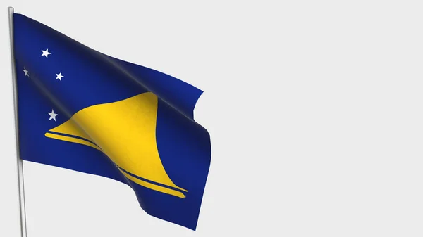 Illustration du drapeau agitant Tokelau 3D sur mât de drapeau . — Photo