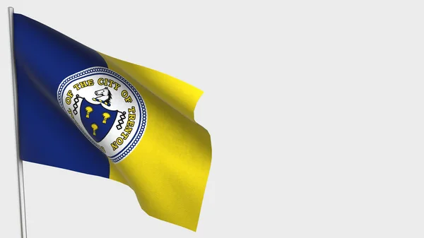 Trenton New Jersey 3D иллюстрация флага на флагштоке . — стоковое фото
