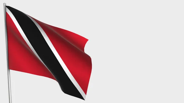 Тринидад и Тобаго 3D с флагом на флагштоке . — стоковое фото