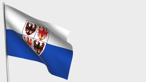 Trentino-Sydtyrolen 3D viftande flagga illustration på flaggstång. — Stockfoto