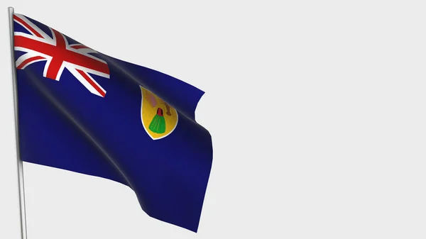 Turks a Caicos Ostrovy 3d mávání vlajky ilustrace na vlajkovém stožáru. — Stock fotografie