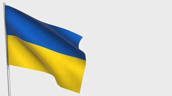 Bayrak direğinde Ukrayna 3d dalgalanan bayrak çizimi. — Stok fotoğraf