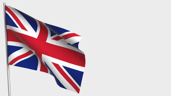 Storbritannien 3D viftande flagga illustration på flaggstång. — Stockfoto