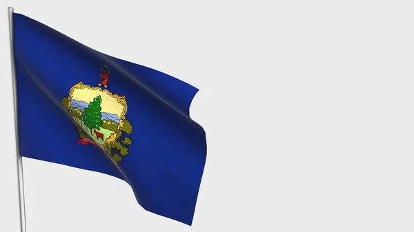 Ilustración de la bandera de Vermont 3D ondeando en asta de bandera . —  Fotos de Stock