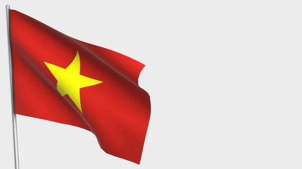 Gambar bendera melambai 3D Vietnam pada tiang bendera . — Stok Foto