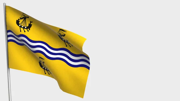 西洋諸島協議会旗竿に旗のイラストを振って3D. — ストック写真