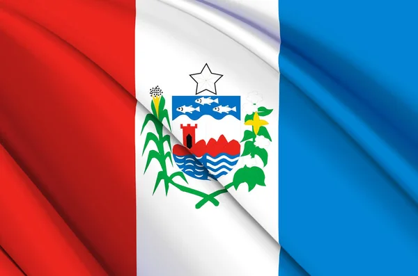 Alagoas 3d zwaaien vlag illustratie. — Stockfoto
