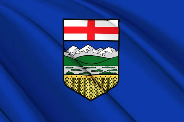 Alberta 3d zwaaien vlag illustratie. — Stockfoto