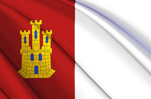 Castilla La Mancha 3d lengő zászló illusztráció. — Stock Fotó