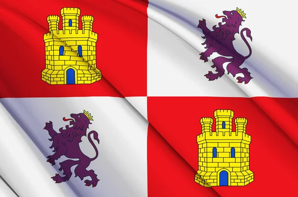 Castilla y leon 3d schwenken flagge illustration. — Stockfoto