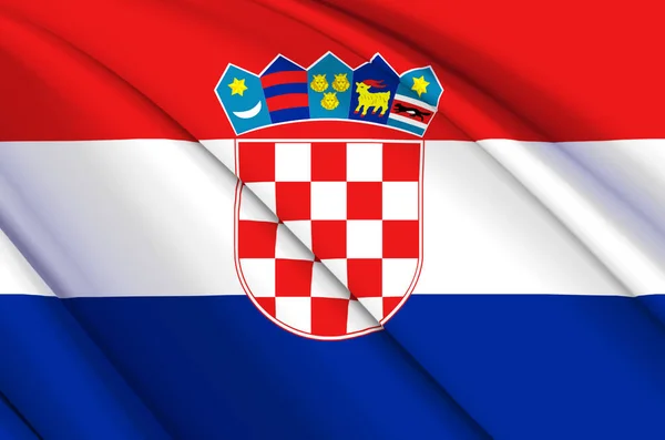 Kroatië 3d zwaaien vlag illustratie. — Stockfoto