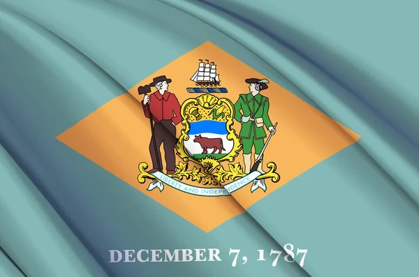 Delaware 3d zwaaien vlag illustratie. — Stockfoto