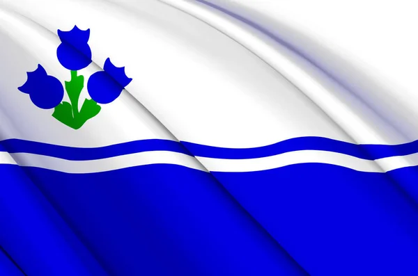 Drapeau Du Lac-Saint-Jean 3D acenando ilustração bandeira . — Fotografia de Stock