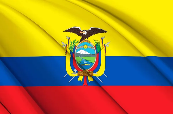 Ecuador 3d zwaaien vlag illustratie. — Stockfoto