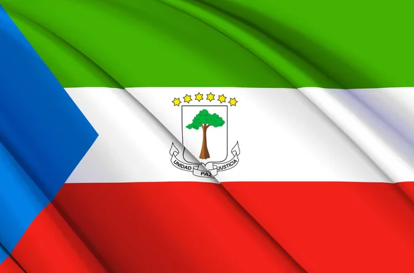 Egyenlítői-Guinea 3d lengő zászló illusztráció. — Stock Fotó