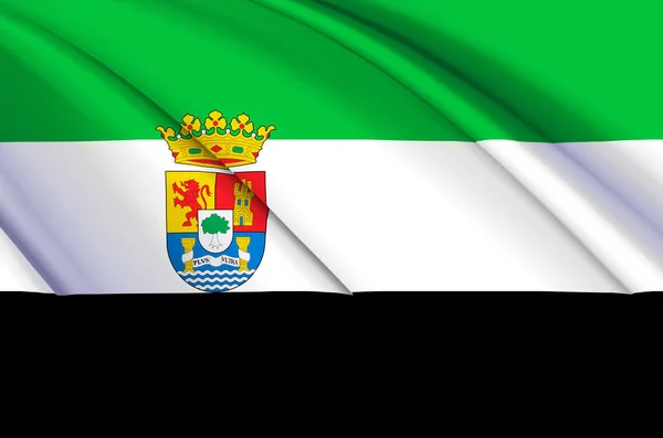 Extremadura 3D waving flag illustration. — Stock Photo, Image