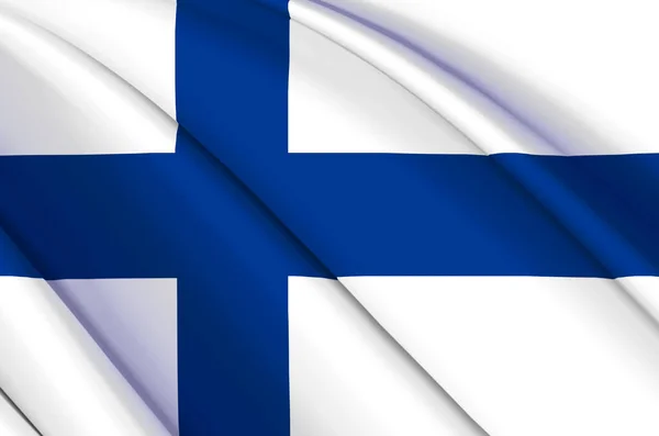 Finland 3d zwaaien vlag illustratie. — Stockfoto