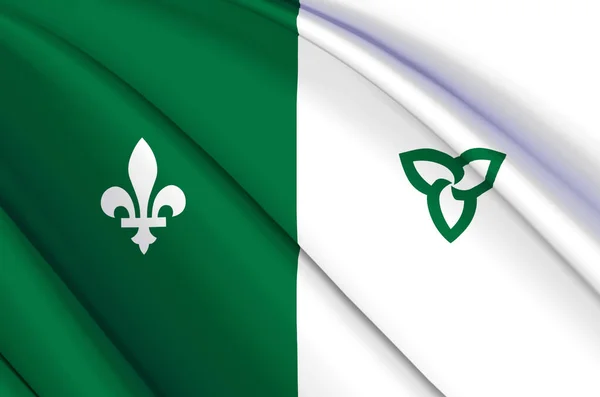 Franco-Ontarian 3D ondeando bandera ilustración . — Foto de Stock