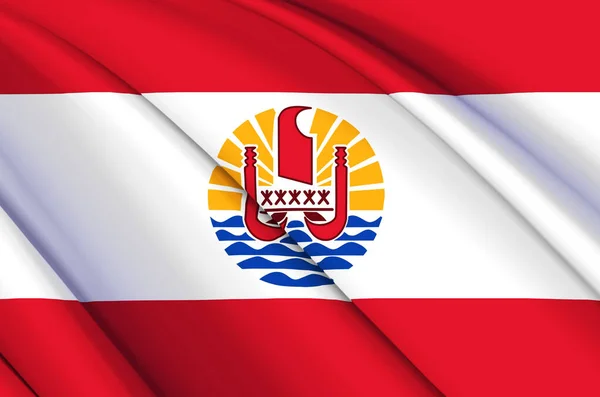 Frans-Polynesië 3d zwaaien vlag illustratie. — Stockfoto