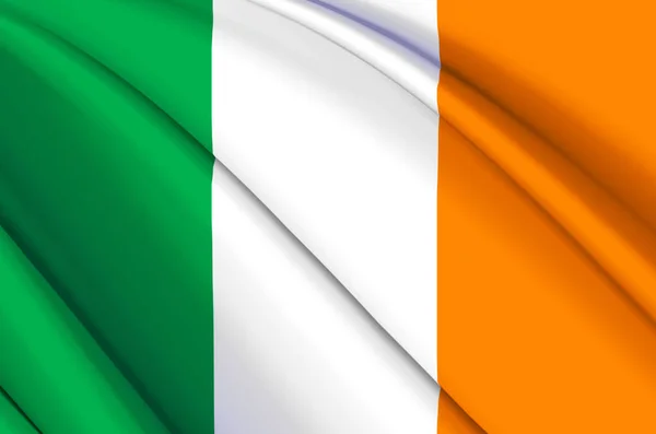 Irland 3D viftande flagga illustration. — Stockfoto