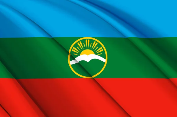 Karachay-Cherkessia 3d κυματίζει σημαία εικονογράφηση. — Φωτογραφία Αρχείου